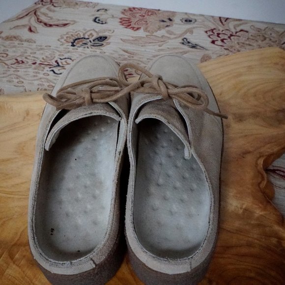 LL Bean Lace Up Mule slide clog Tan Suede leather - Picture 3 of 6